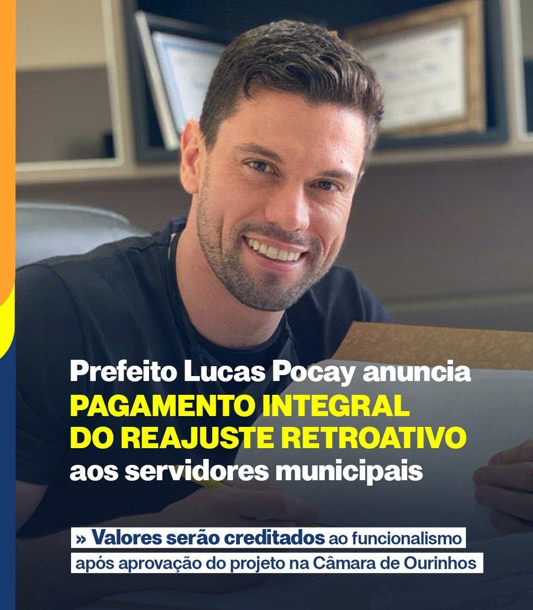 Prefeito Lucas Pocay anuncia pagamento integral do reajuste retroativo aos servidores municipais