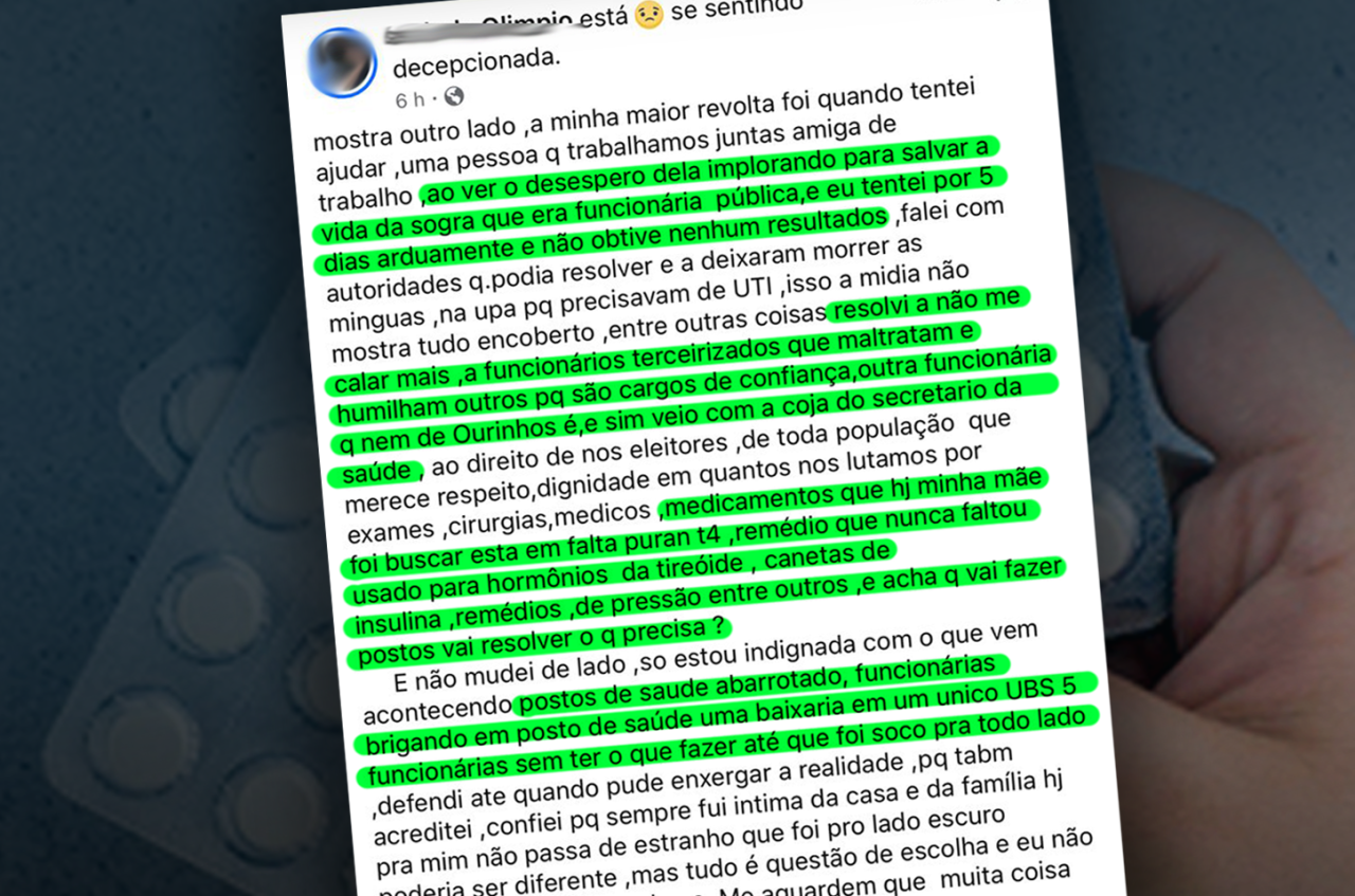 Munícipe denuncia falta de medicamentos e falhas nos postos de saúde de Ourinhos