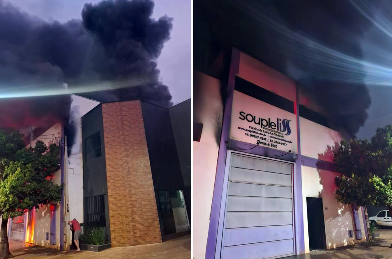 Incêndio destrói fábrica de cosméticos em Taquarituba e mobiliza bombeiros de 5 cidades