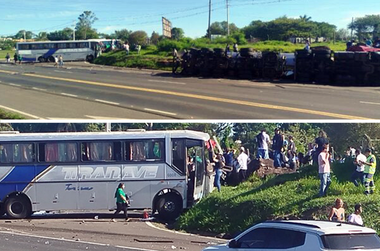 Motorista de carreta morre no local após colisão com ônibus em Joaquim Távora-PR