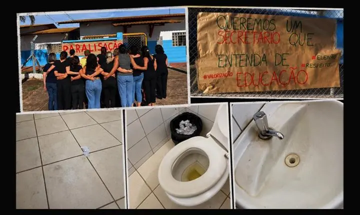 Servidores da Educação fazem paralisação contra caos na rede municipal na gestão Guilherme Gonçalves